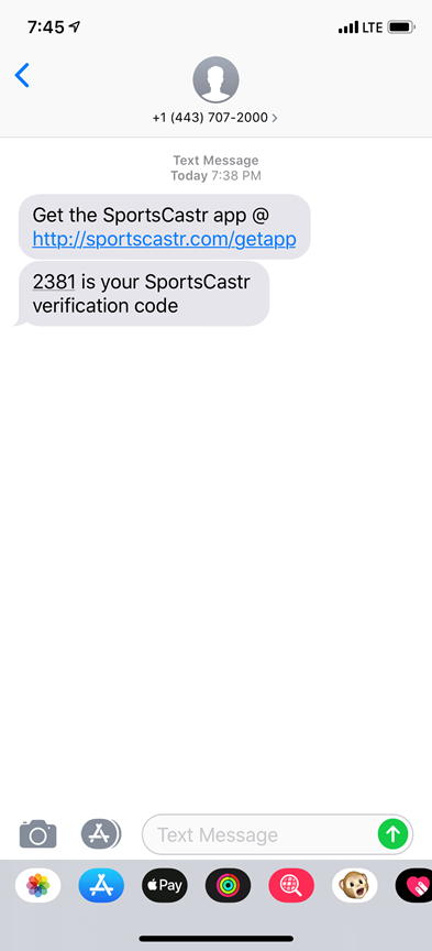 Unsolicited SportsCastr Text